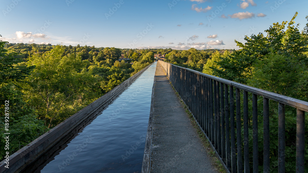 View over the Pontcysyllte Aqueduct near Trefor in Wrexham, Wales, UK