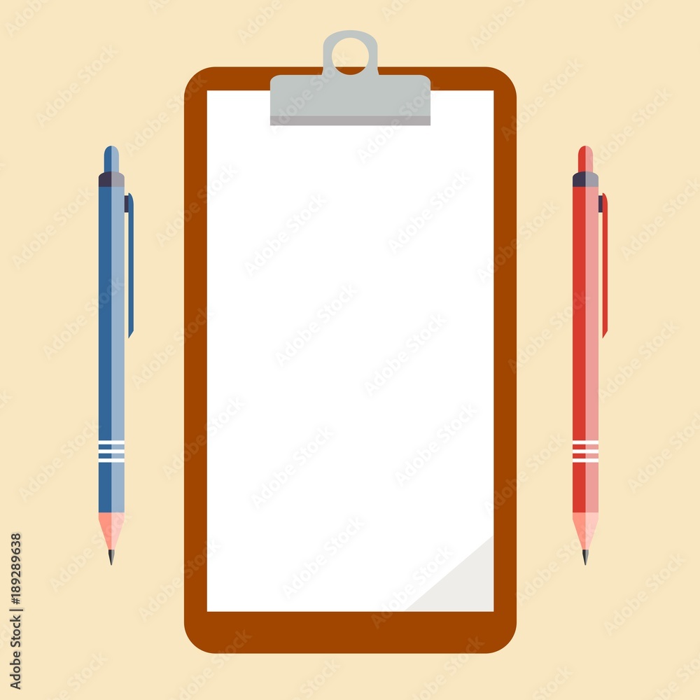 Clipboard folder with blank white sheet of paper mock up. Vector Clipboard folder with blank white sheet of paper mock up. Vector