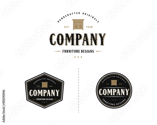 Table for Furniture Design Illustration Vintage Logo Template Flat Circle