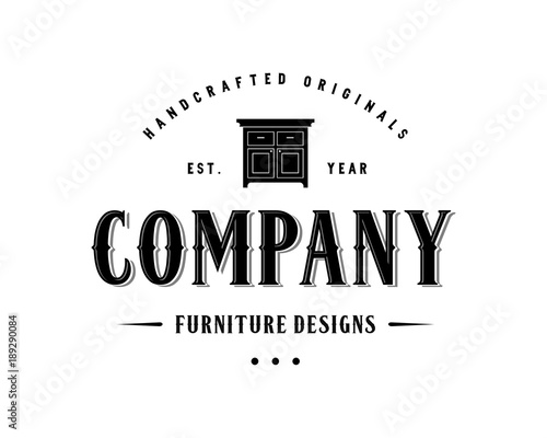 Table for Furniture Design Illustration Vintage Logo Flat 