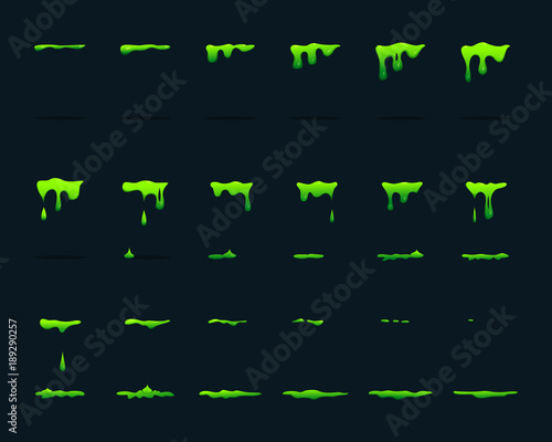 Key frame animation of dripping acid. Vector picture set