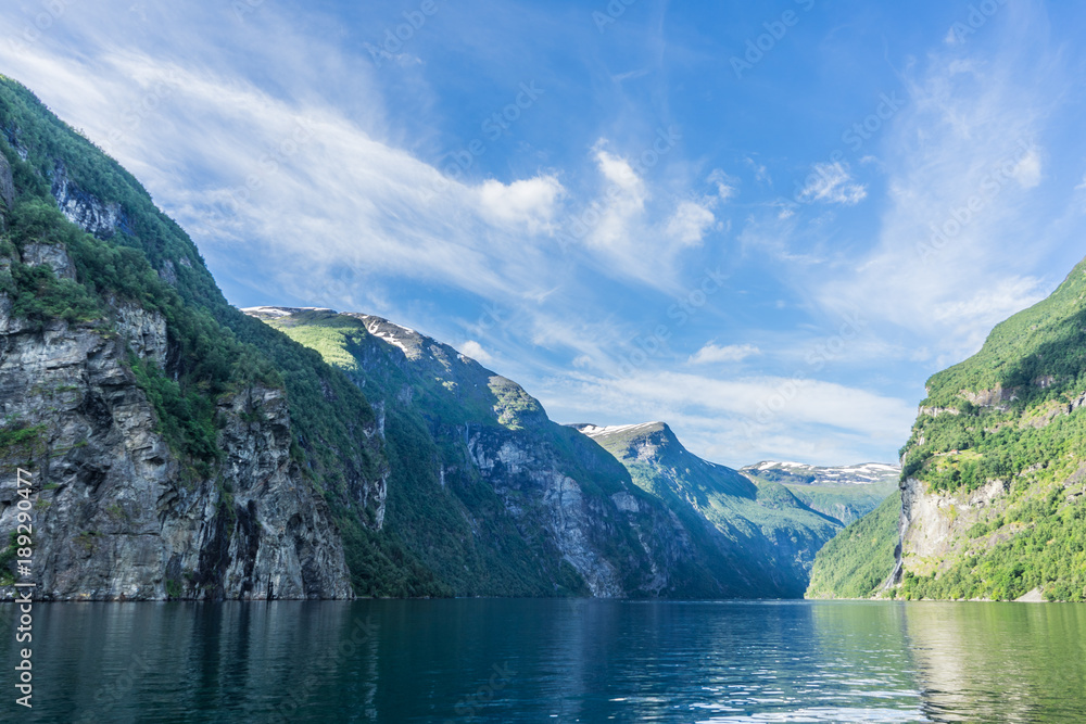 Plakat Norwegia, krajobraz Geiranger