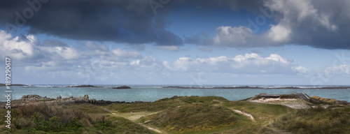 Sand covered German bunker part of the Atlantic Wall, Brittany, France