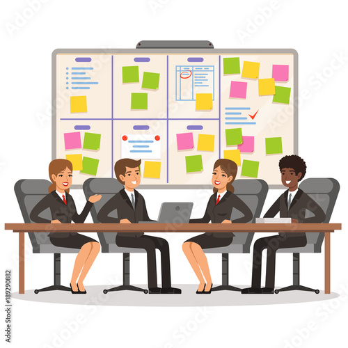 Business team working and make some planning on the scrum board