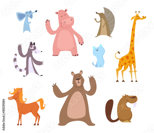 Vector cartoon illustrations of funny animals