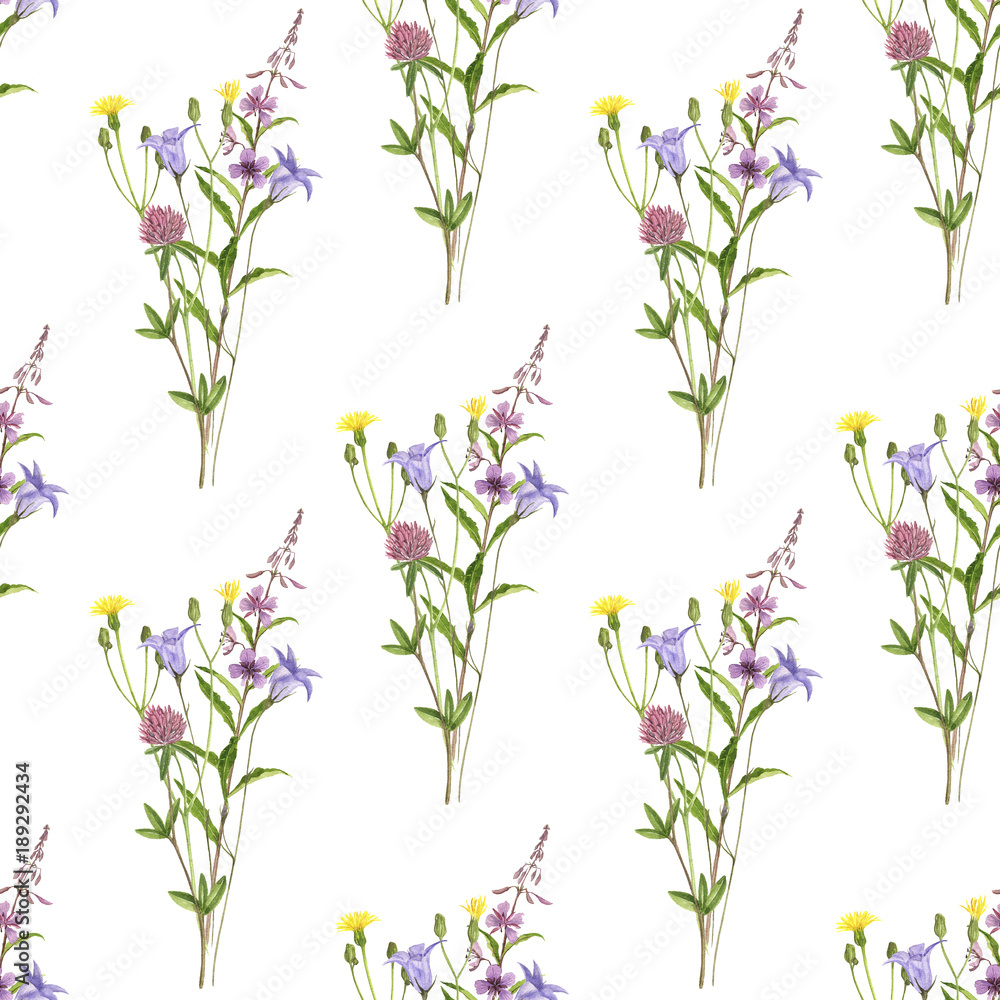 Obraz Bezszwowy wzór z akwarela kwiatami