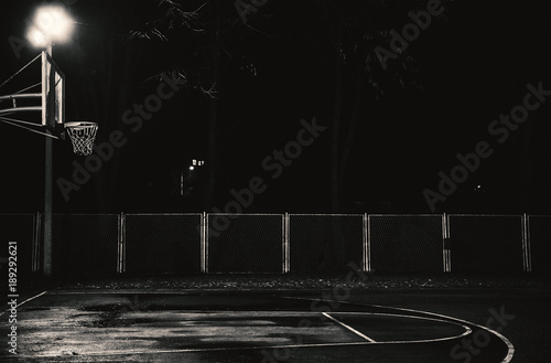Basketball court by night