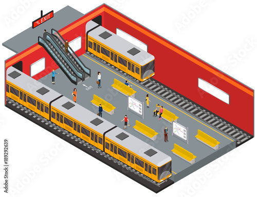 Depicting Subway Station Isometric View. Vector