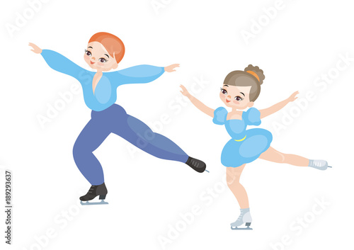 A dancing couple. Pairs figure skating. Winter Olympic sport. Vector illustration isolated on white background.