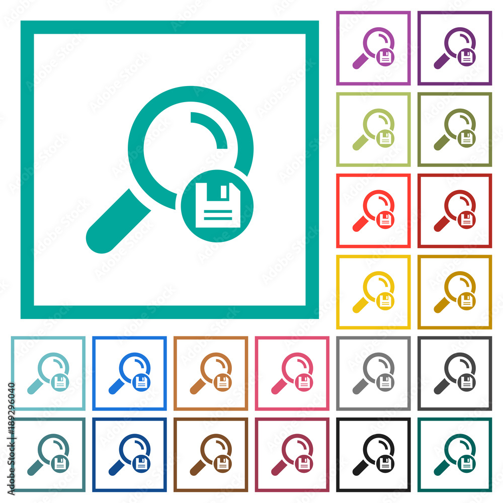 Save search results flat color icons with quadrant frames Save search results flat color icons with quadrant frames