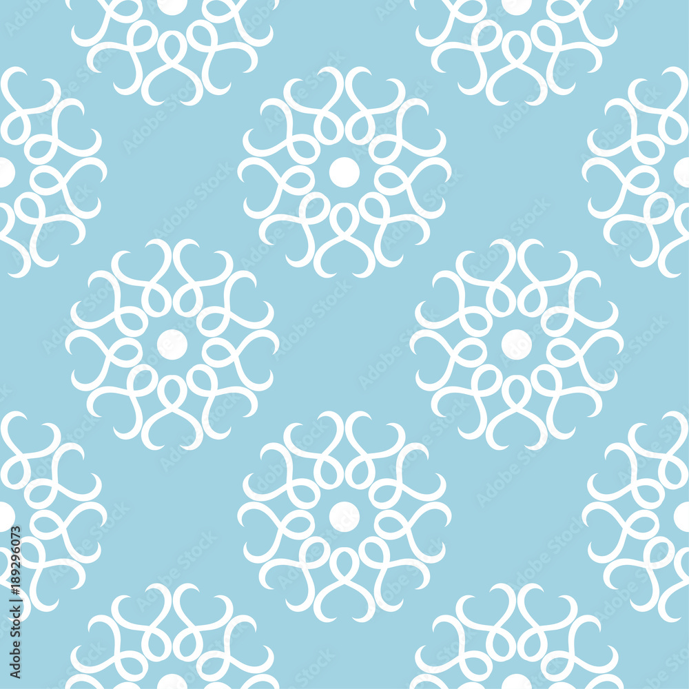 White floral seamless pattern on blue background White floral seamless pattern on blue background