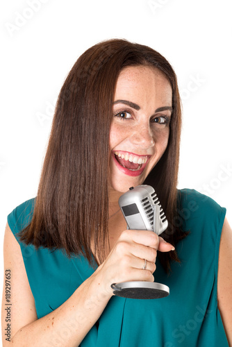 Casual woman singing