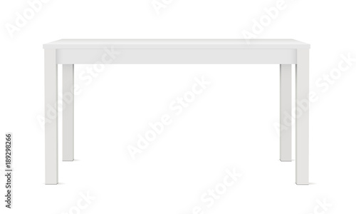 Blank rectangular table mockup, isolated on white background - front view. Vector illustrtaion