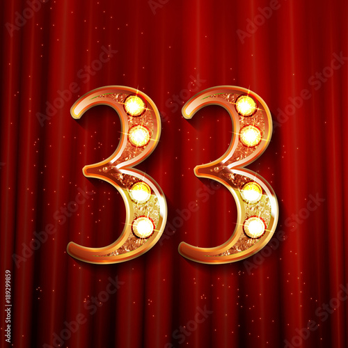 33 Years Anniversary with gold stylized number photo