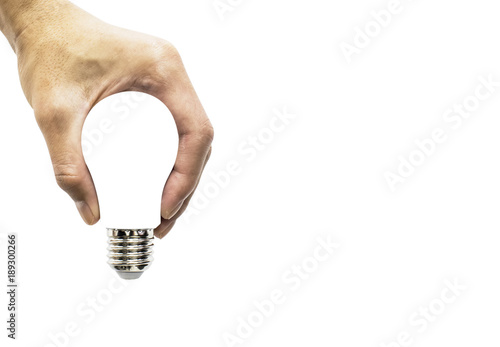 hand holding glowing polygonal lamp on background white. Innovative ideas concept. Bright idea. the way to solve problem. business finance.
