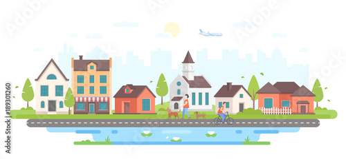 Calm city life - modern flat design style vector illustration
