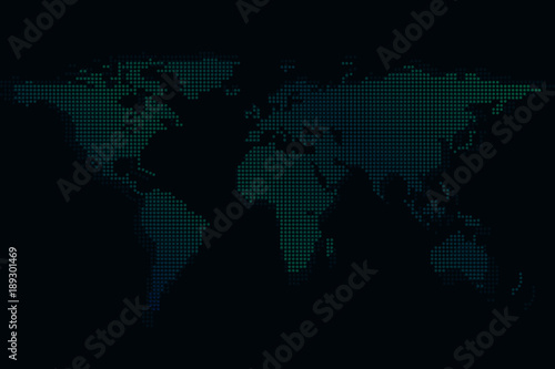 Dotted world map Dark blue map of the earth from the points.High tech. Sci-fi background.