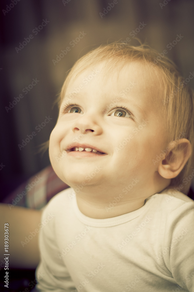 Portrait of a cute 2 year old boy being amazed Portrait of a cute 2 year old boy being amazed
