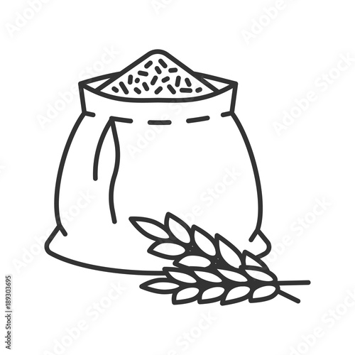 Wheat ears and flour bag linear icon