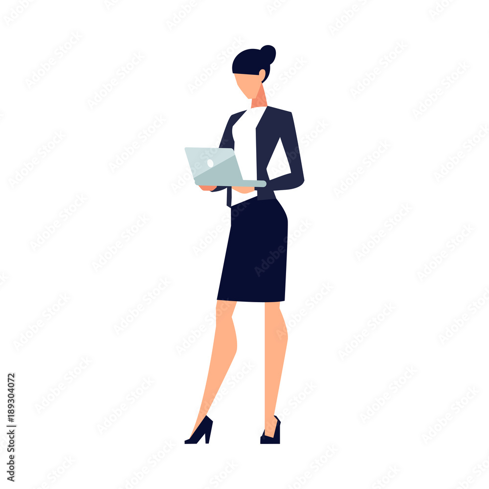 Businesswoman in a flat style isolated on white background. Businesswoman in a flat style isolated on white background.