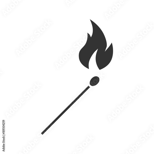 Burning matchstick glyph icon
