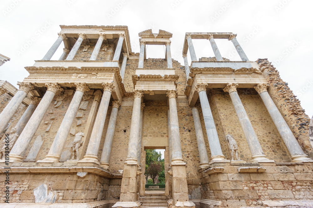 The Roman Theatre proscenium bottom perspective in Merida