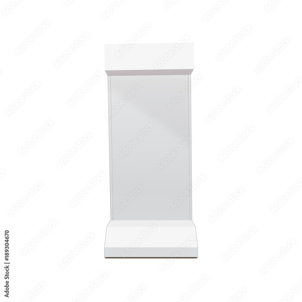 Retail Trade Stand stand banner on the white background. Mock Up Template. Front view and perspective view Vector illustration. Retail Trade Stand stand banner on the white background. Mock Up Template. Front view and perspective view Vector illustration.