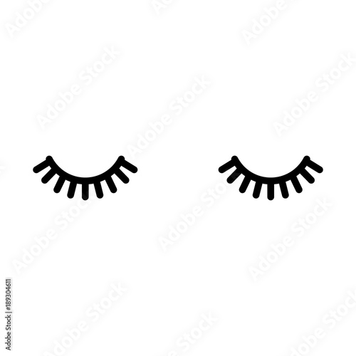 Eyelashes. Close eyes. Cute lashes. Vector illustration