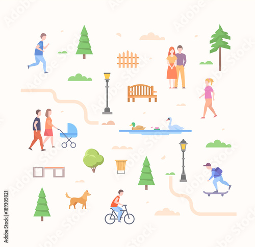 City life constructor - set of modern flat design style elements