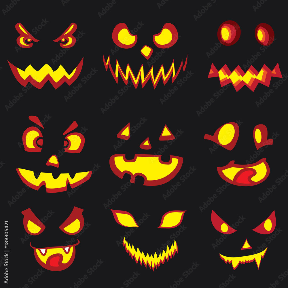 Halloween Design Elements. Scary Pumpkin Faces. Halloween Design Elements. Scary Pumpkin Faces.