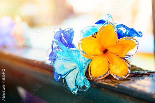 Traditional flower glass decorations in Murano island near Venice, Italy.