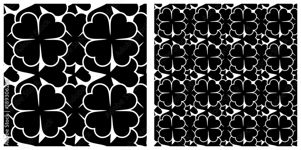 Fototapeta premium Seamless pattern in single layer of clover leaves.