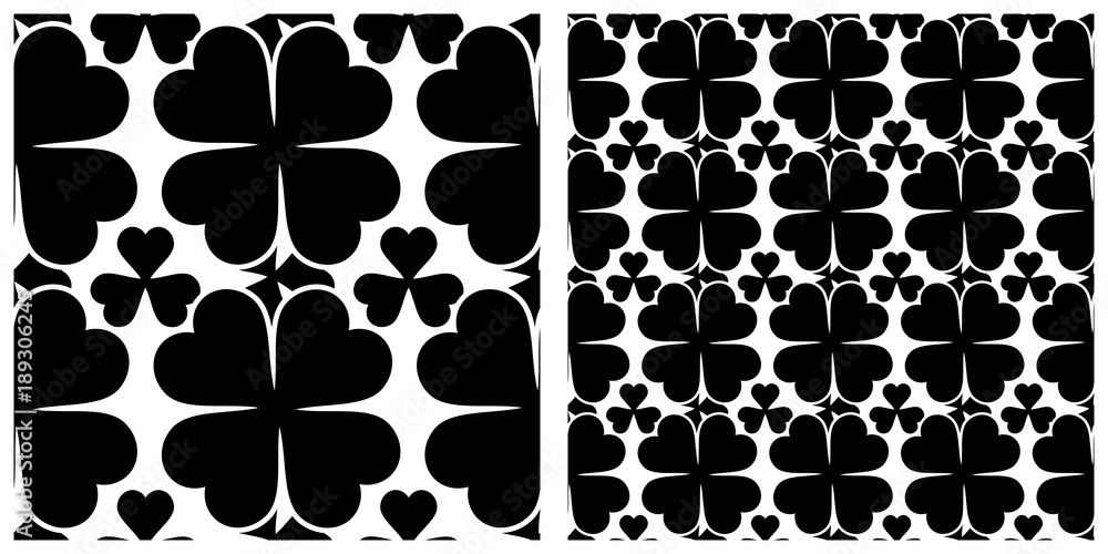 Fototapeta premium Seamless pattern in single layer of clover leaves.