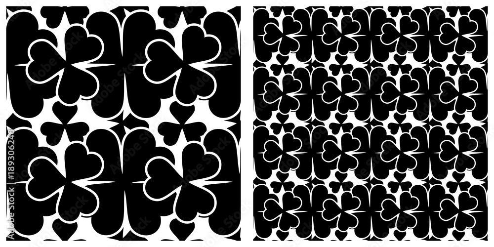 Fototapeta premium Seamless pattern in single layer of clover leaves.
