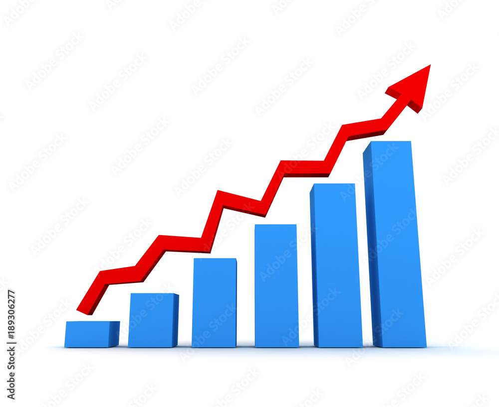rising business graph concept 3d illustration rising business graph concept 3d illustration