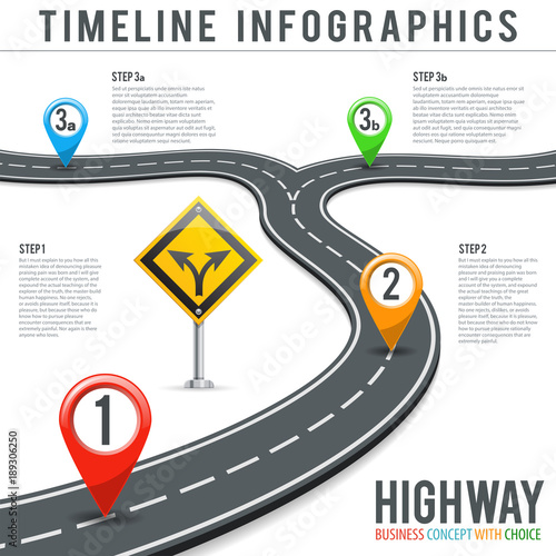 Timeline Road Infographics with Pin Pointers