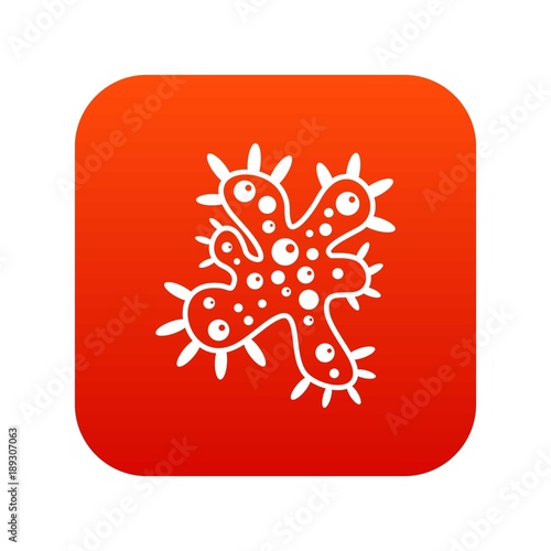 Bacteria icon digital red