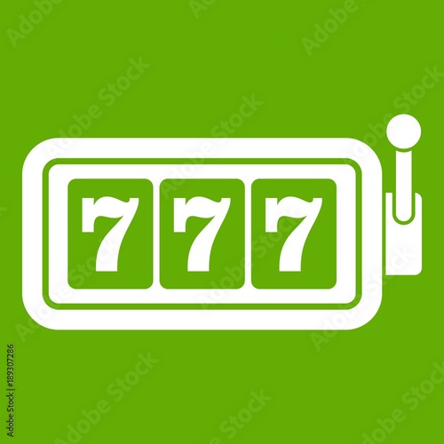 Lucky seven on slot machine icon green