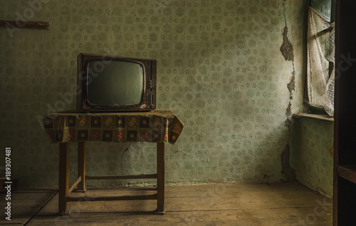 Vintage TV in an abandoned room photo