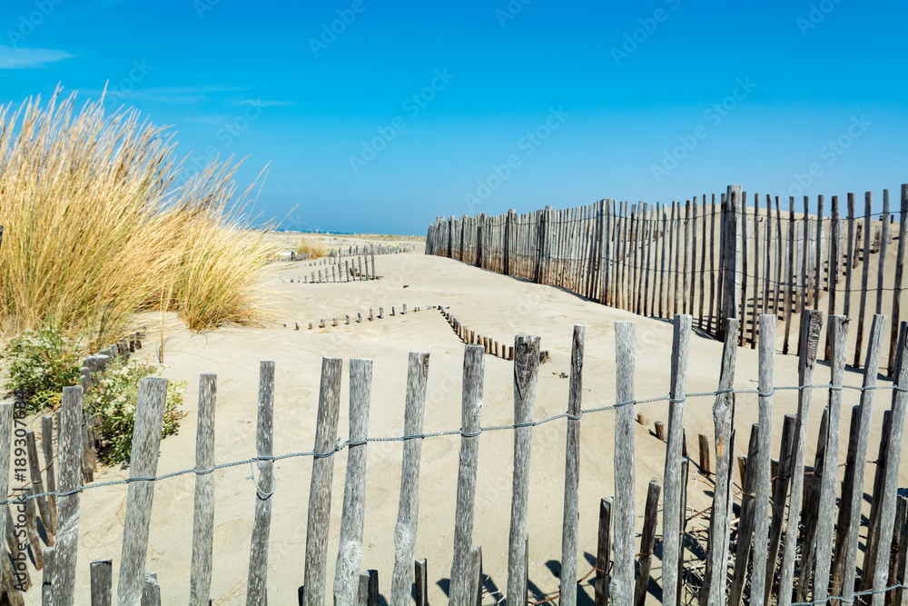 Nice white sand beach at Le Grau du Roi,  France's Languedoc coast, is known as Plage de l'Espiguette near Port Camargue