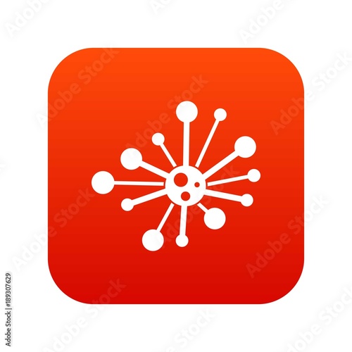 Round bacteria icon digital red