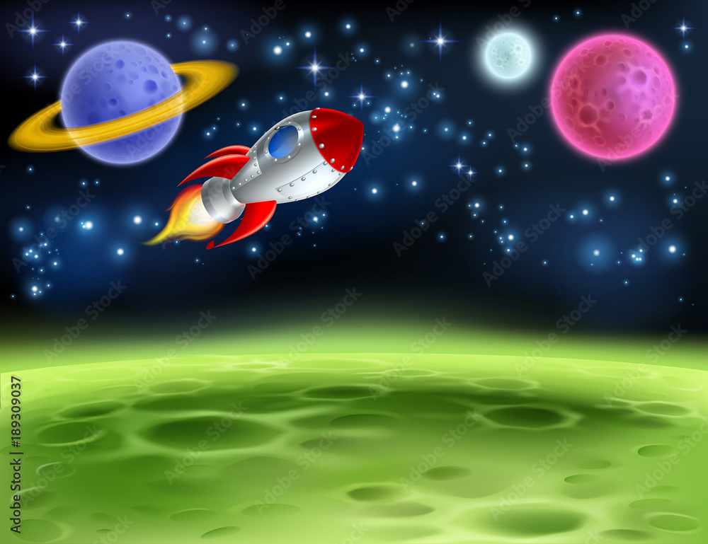 Kosmiczna planeta kreskówka tło