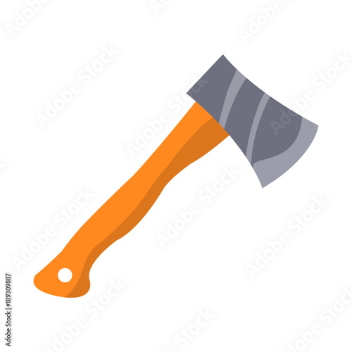 Hatchet with Wooden Handle Isolated Illustration