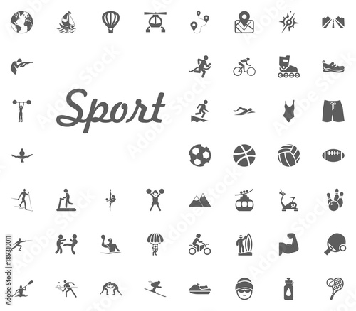 Sport letter icon. Sport illustration vector set icons. Set of 48 sport icons.
