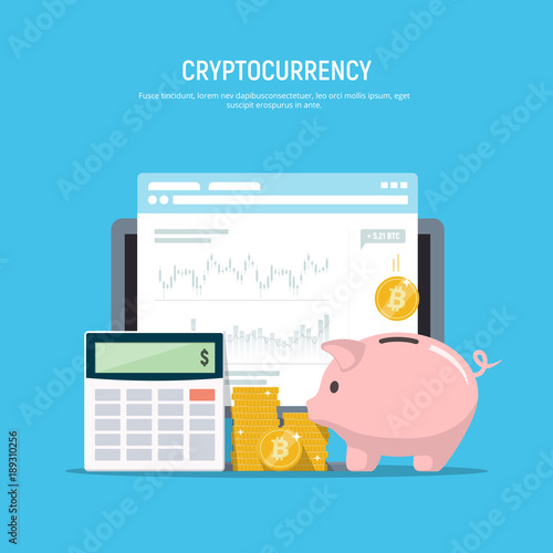 Modern financial concept. Bitcoin mining. Cryptocurrency. Business investment.