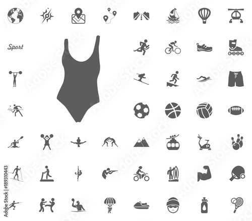 Swimming pool suit icon. Sport illustration vector set icons. Set of 48 sport icons.