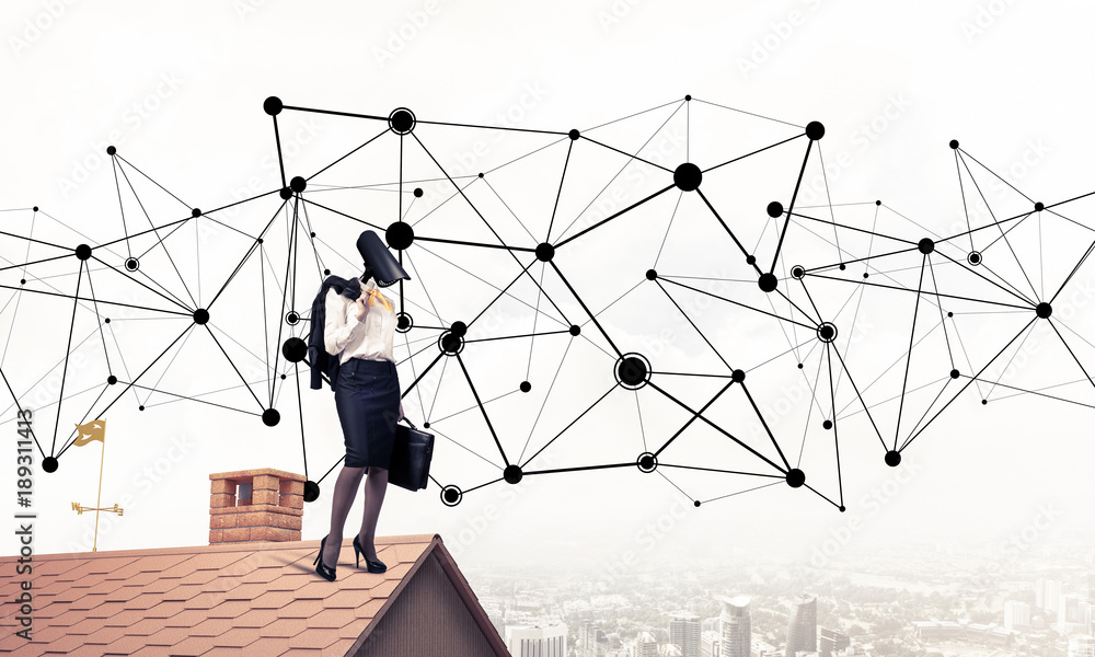 Concept of security and privacy protection with camera headed wo Concept of security and privacy protection with camera headed wo