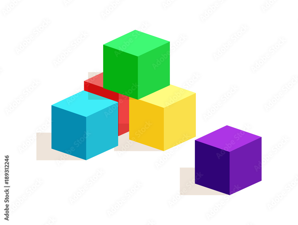 Cubes of Different Colors Vector Illustration