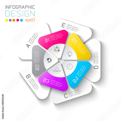 Business labels infographic on two layers circles bar.