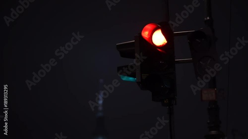 traffic light at berlin, germany with tv-tower in the background